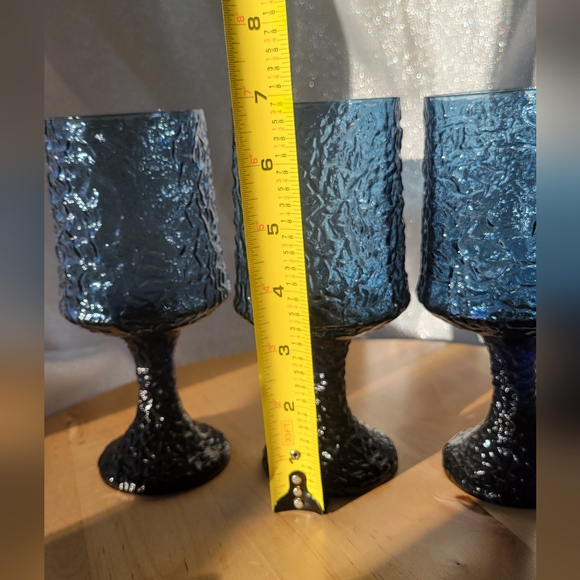 LENOX Impromptu Dark Blue Water Goblets Hand Blown Crystal Stemware Set of 3 USA - Picture 11 of 16